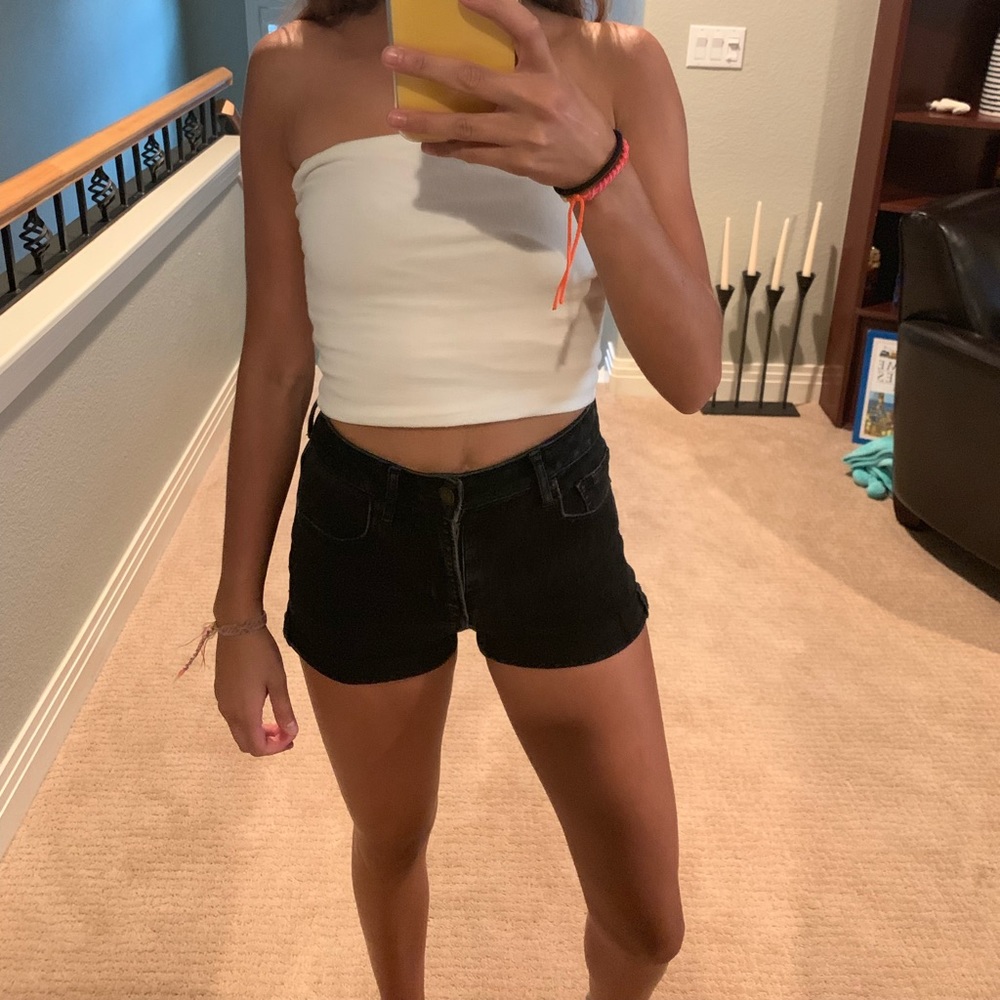 Black denim super soft shorts